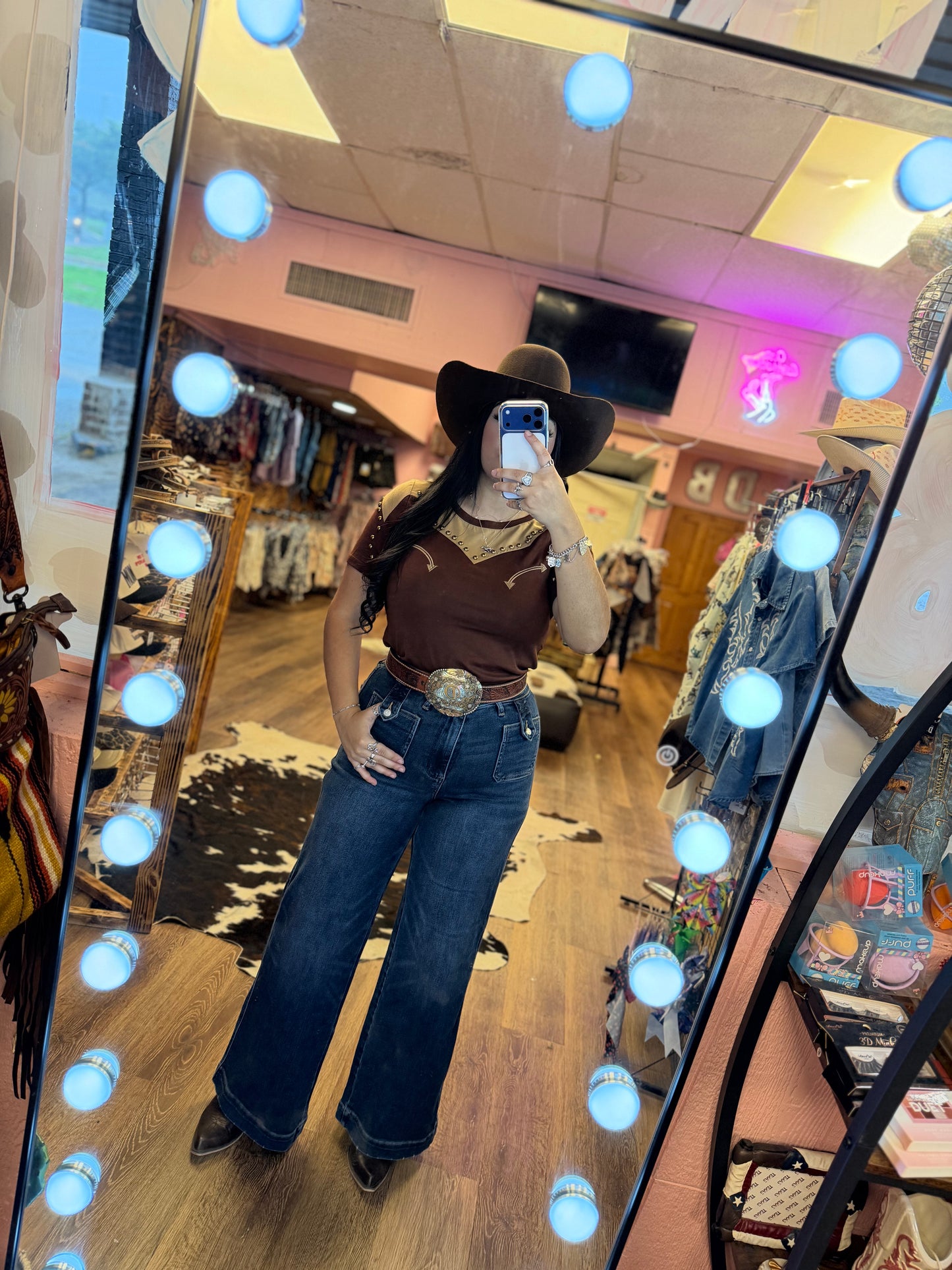 BROWN STUD TEE