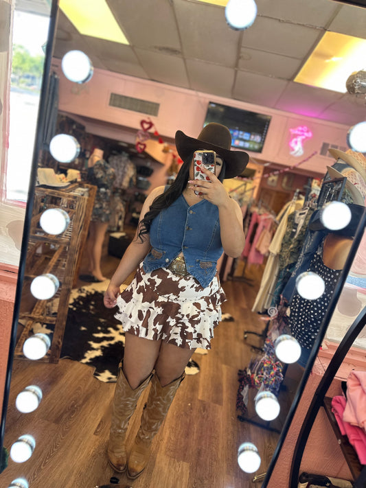 COW RUFFLE SKIRT