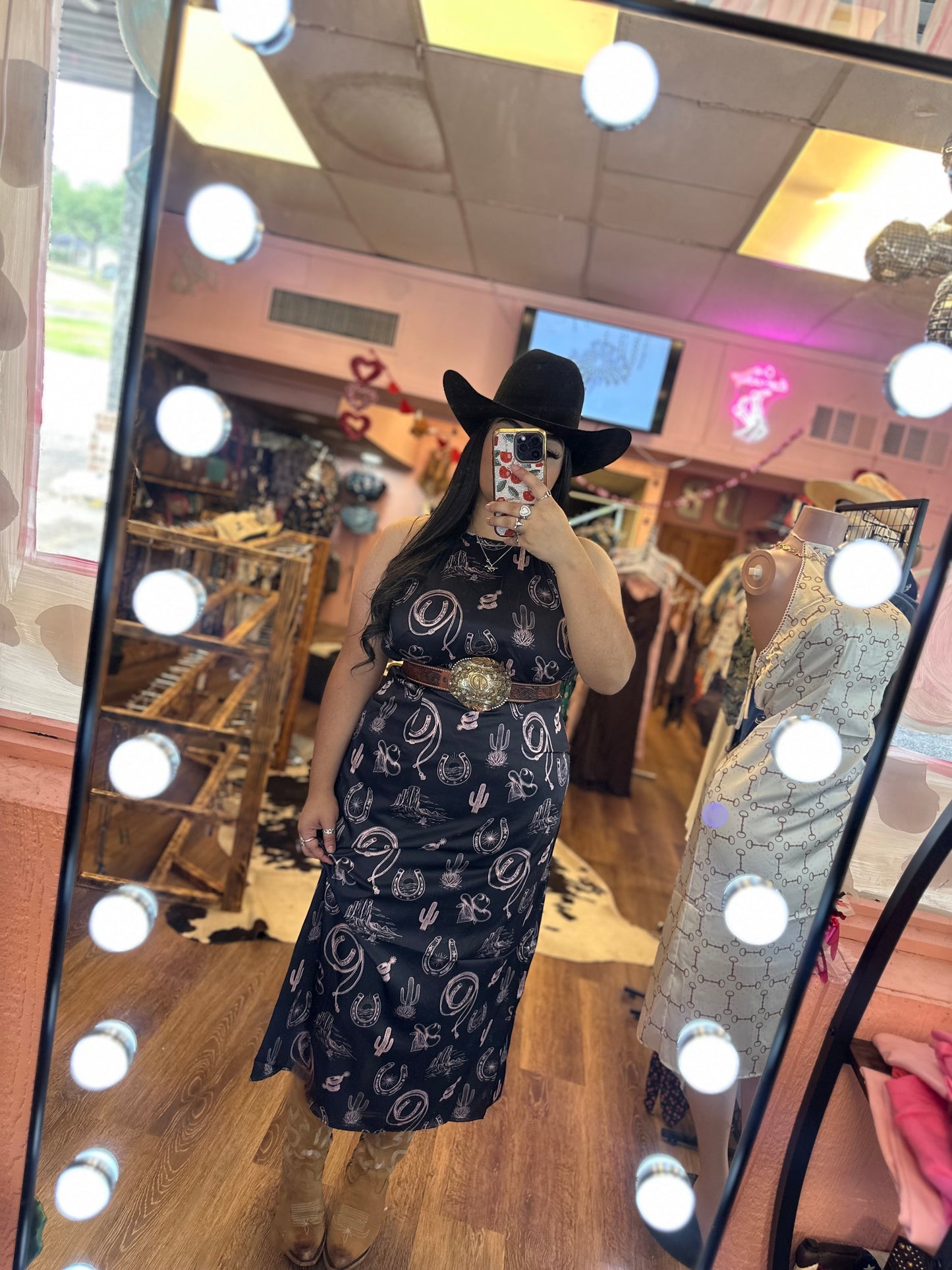 BLACK SILK WESTERN DRESS