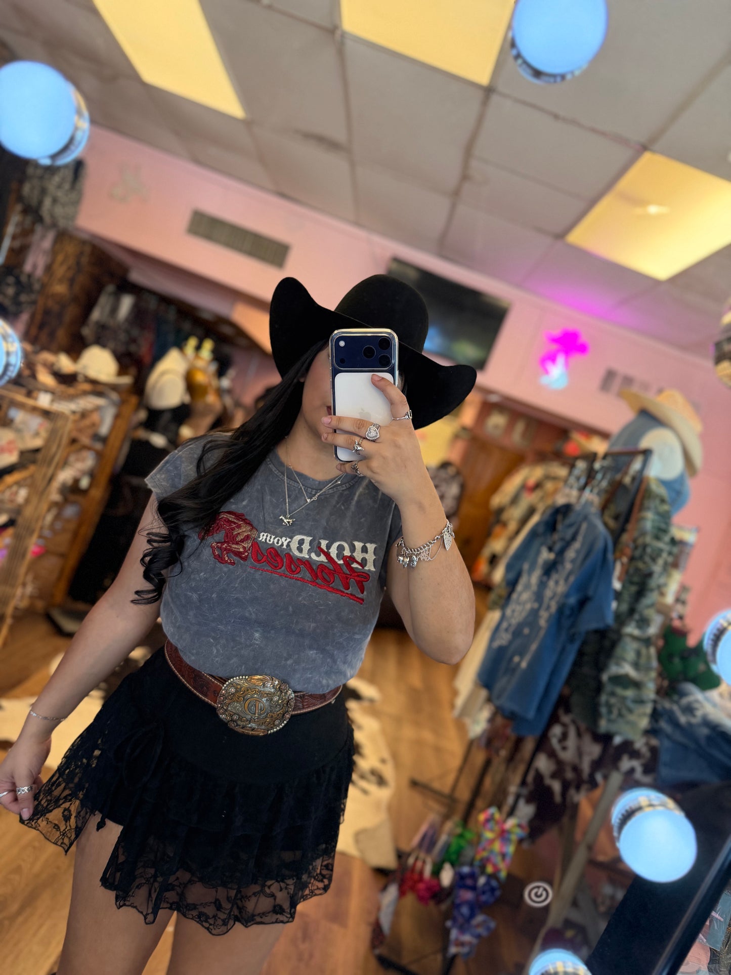 HOLD YOUR HORSES ACID WASH TEE