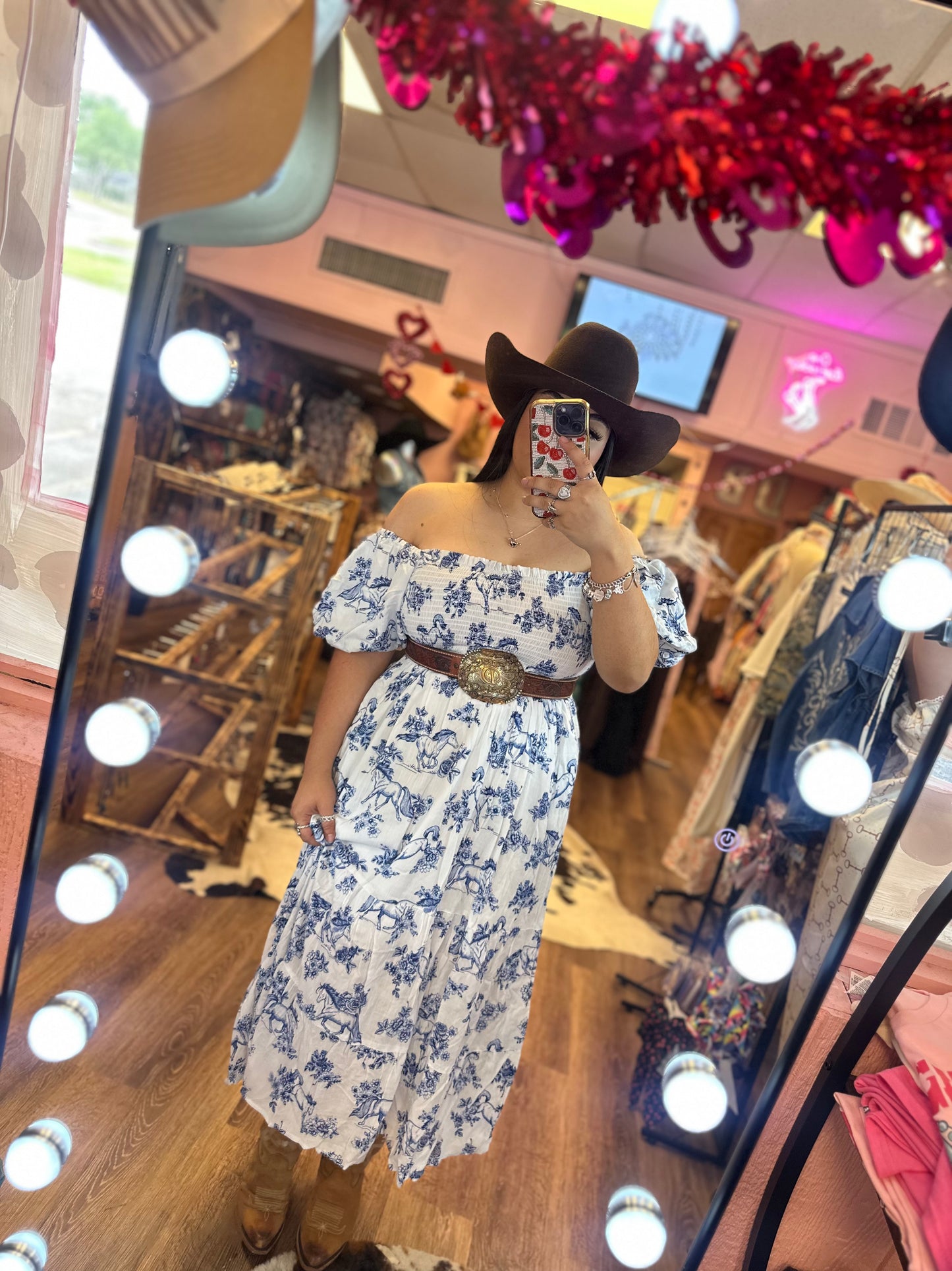 MAXI BLUE HORSE DRESS